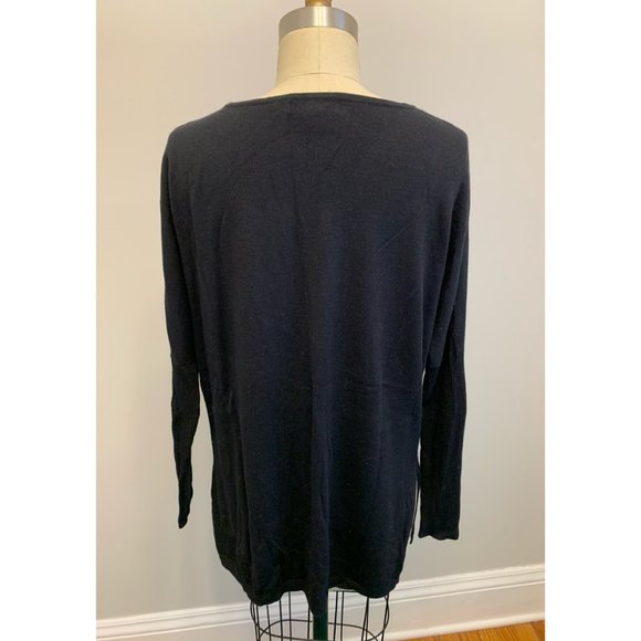 Nordstrom Trouve Side Slit Tunic Sweater Black - Picture 4 of 10